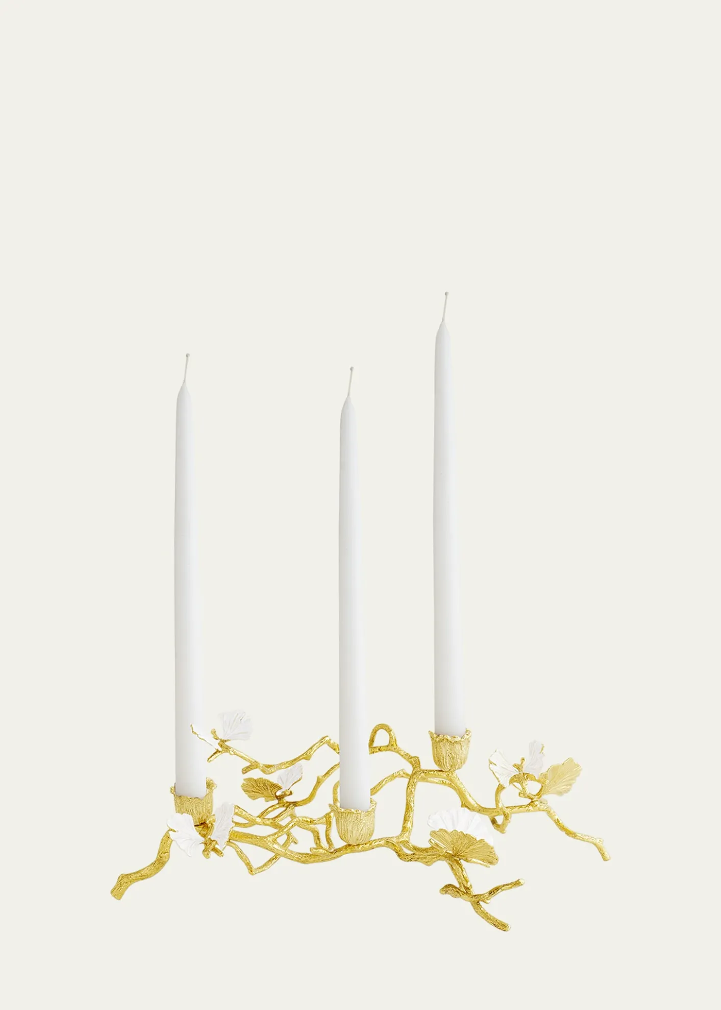 Michael AramButterfly Ginkgo White & Gold Low Candleholders