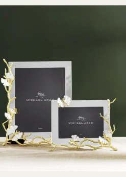 Michael AramButterfly Ginkgo White and Gold Frame, 8" x 10"