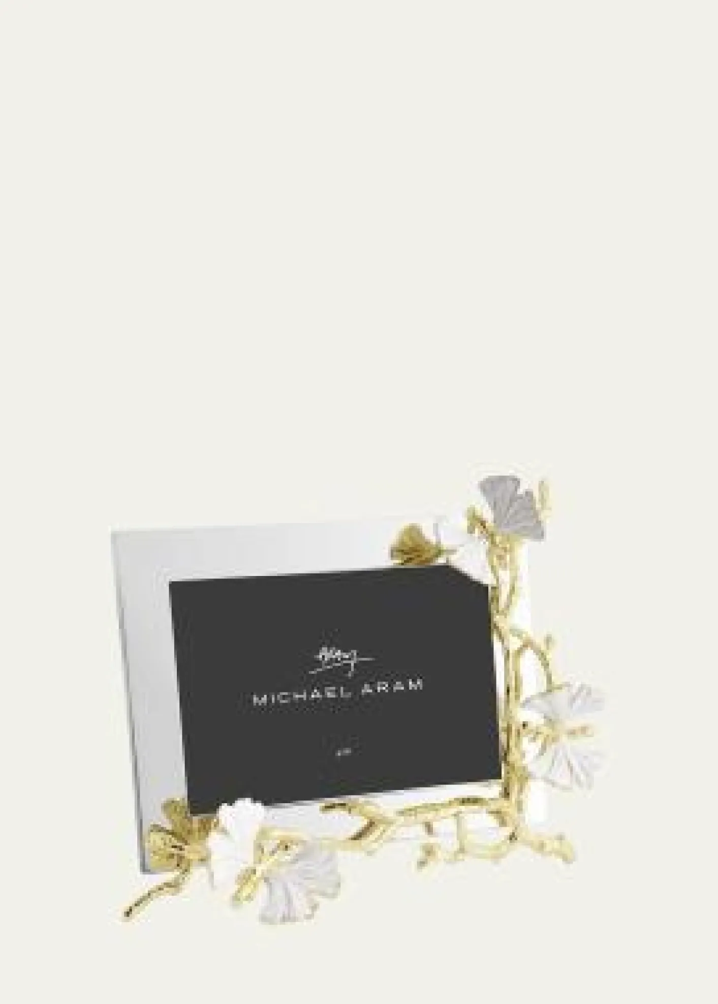 Michael AramButterfly Ginkgo White and Gold Frame, 4" x 6"