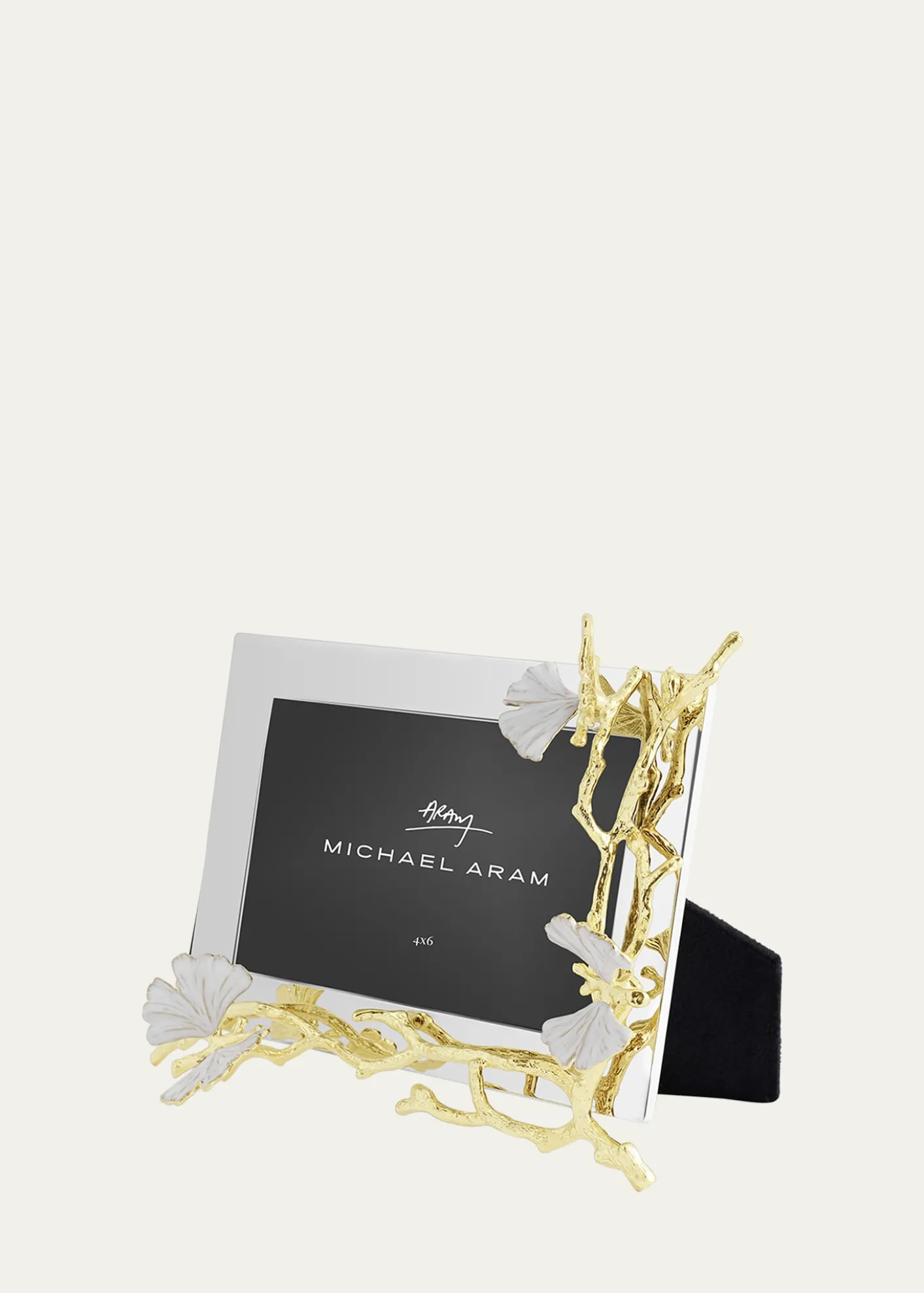 Michael AramButterfly Ginkgo White and Gold Frame, 4" x 6"
