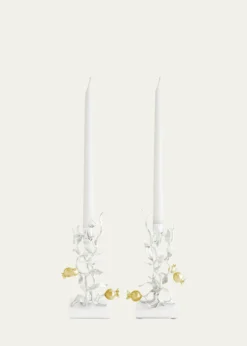 Michael AramPomegranate Silver & Gold Candleholders with 24K Goldplate, Set of 2