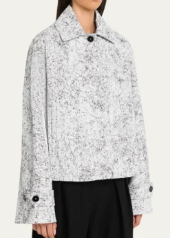 Michael Kors CollectionBalmacaan Cracked-Print Cotton Jacket
