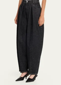Michael Kors CollectionCourtney Pleated Cotton Denim Barrel Jeans