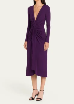 Michael Kors CollectionDraped Deep V-Neck Midi Dress