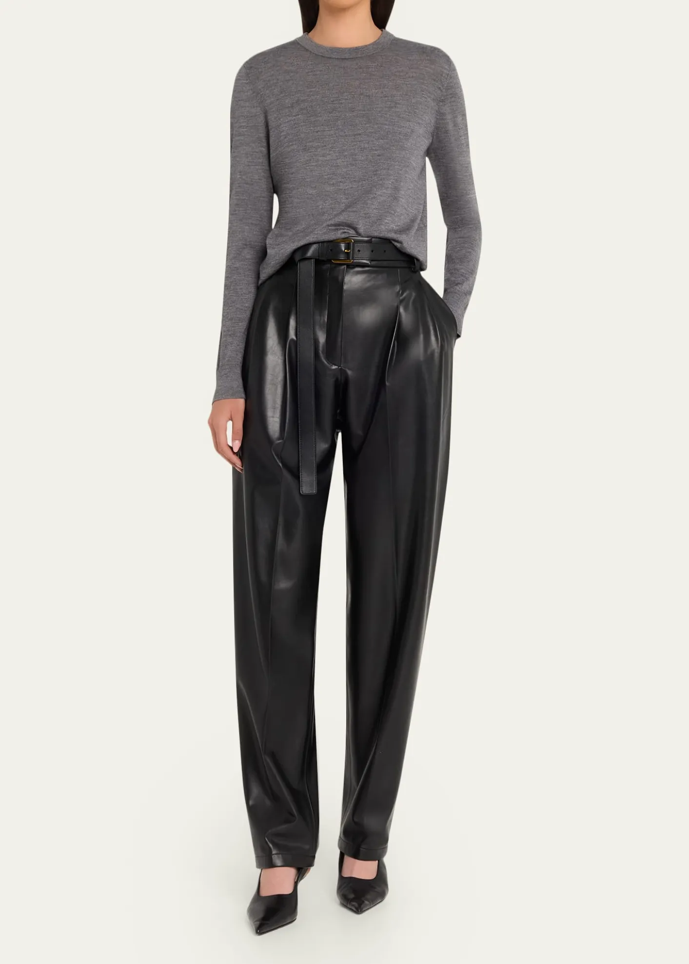 Michael Kors CollectionDru Pleated Tapered Faux Leather Pants