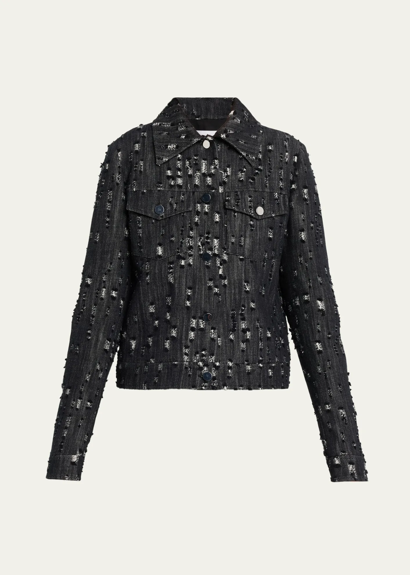 Michael Kors CollectionFrayed Cotton Denim Jean Jacket