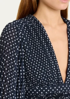 Michael Kors CollectionPolka Dot Pleated Fit-Flare Mini Dress