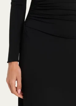 Michael Kors CollectionRuched Long-Sleeve Asymmetric Midi Dress