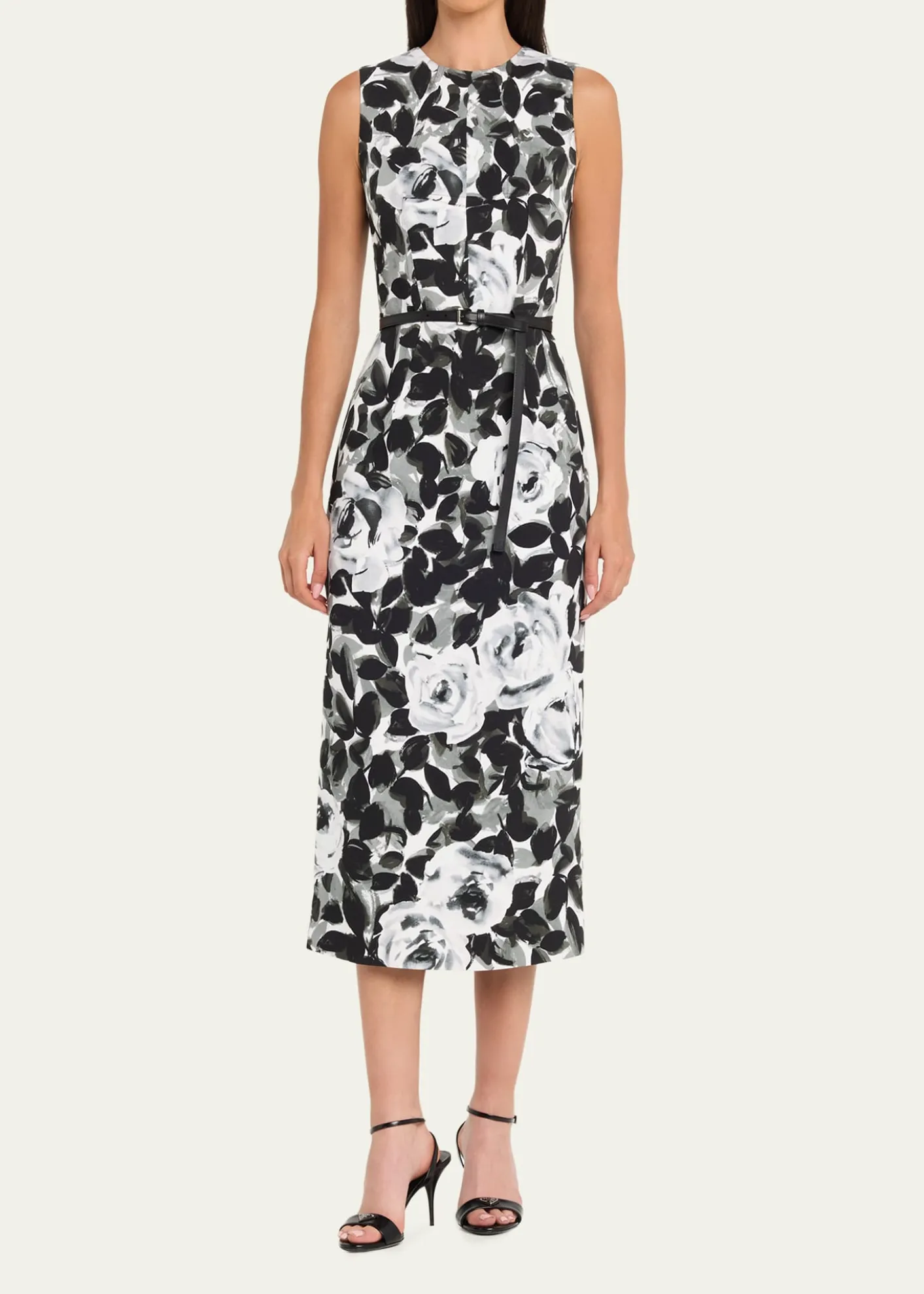 Michael Kors CollectionSleeveless Floral-Print Column Midi Dress