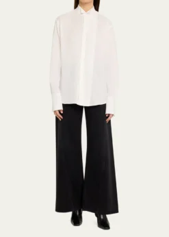6397Micro-Pleated Long-Sleeve Shirt