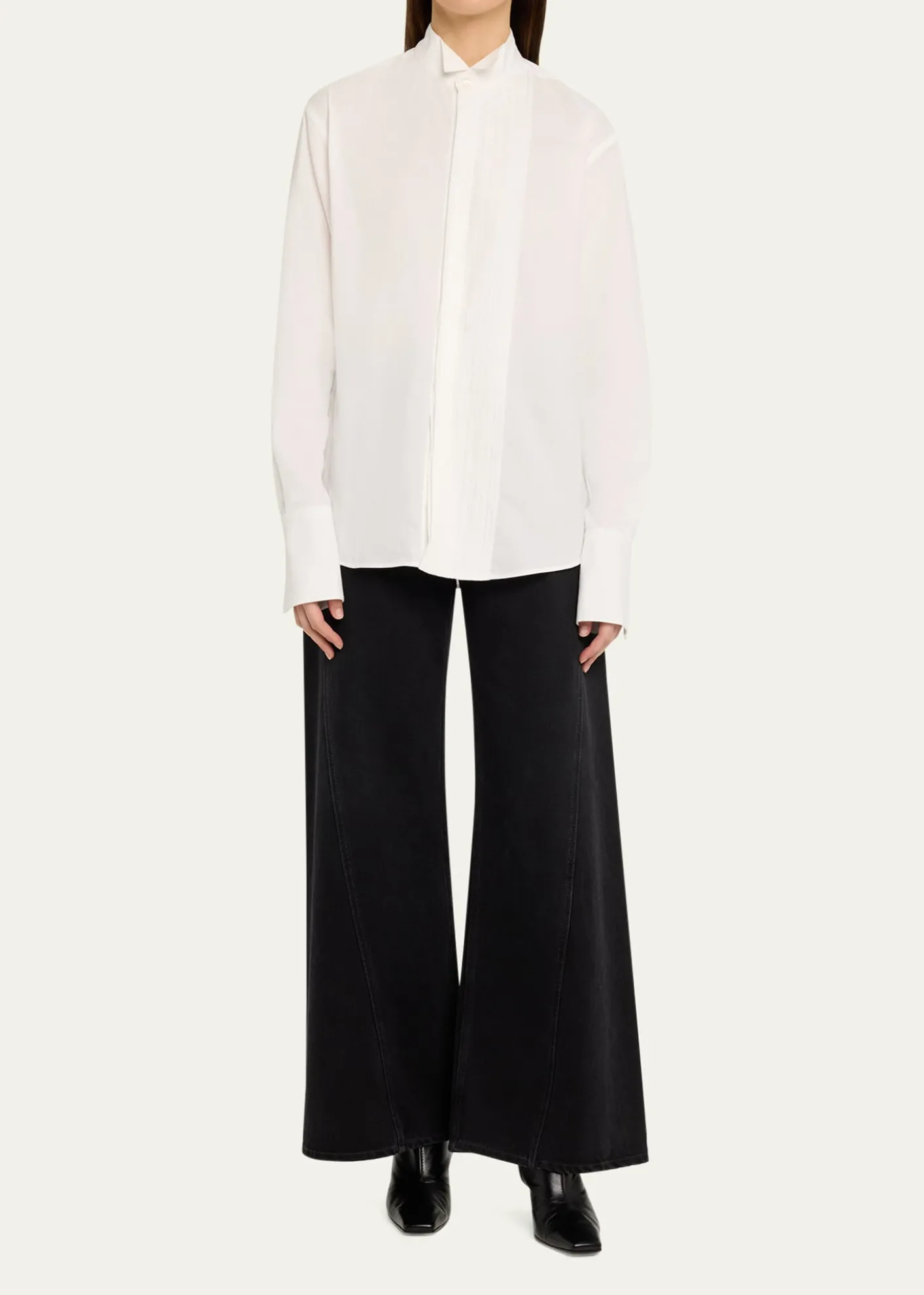6397Micro-Pleated Long-Sleeve Shirt
