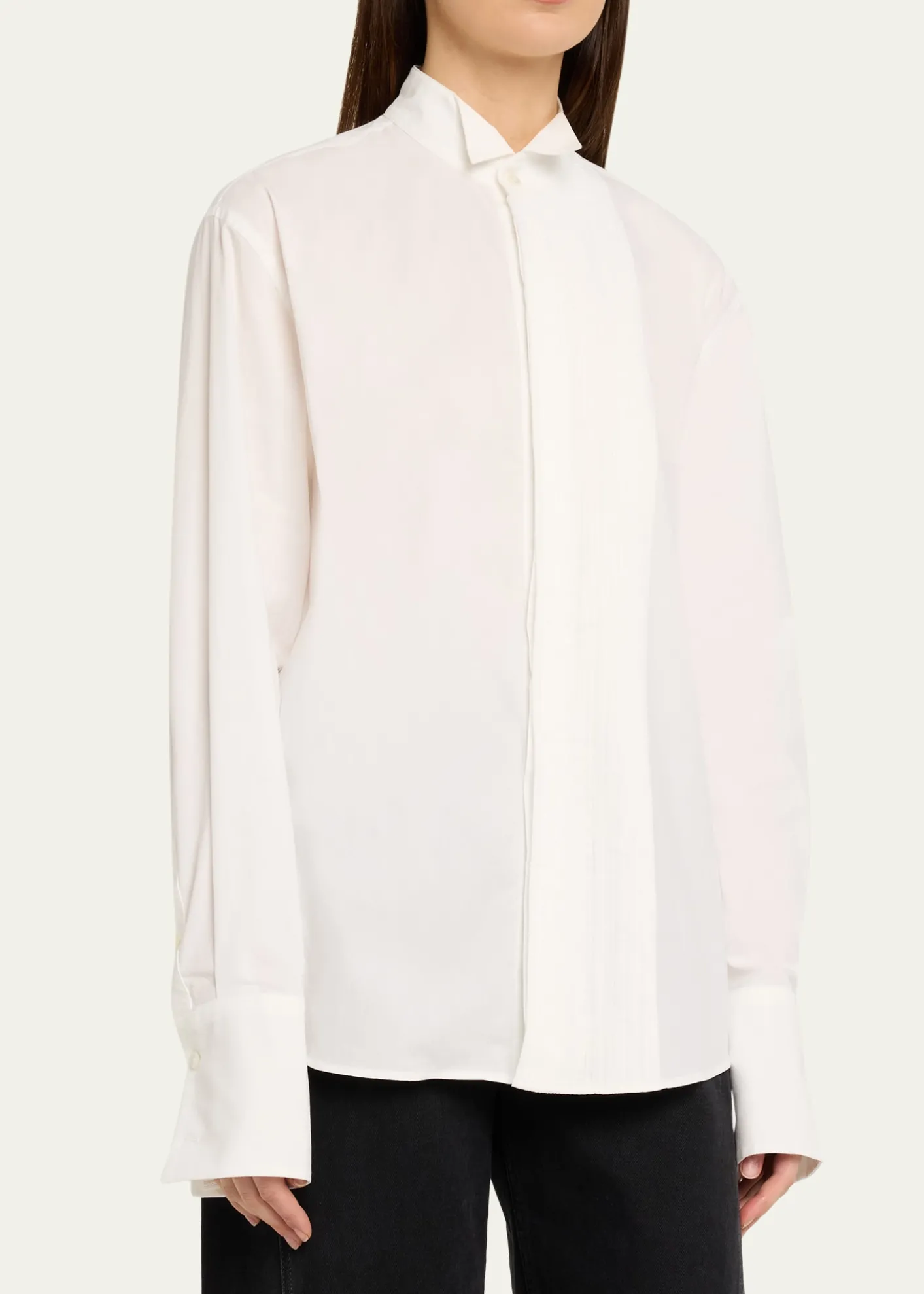 6397Micro-Pleated Long-Sleeve Shirt