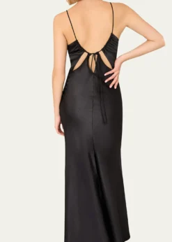 MillyAddie Cutout Hammered Satin Cami Maxi Dress