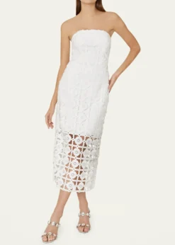 MillyKait Strapless Tile Lace Midi Dress