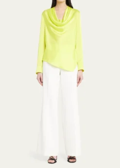 MillyNash High-Rise Wide-Leg Cady Pants