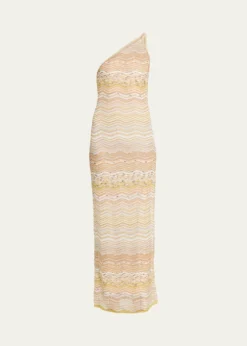 MissoniMetallic Chevron One-Shoulder Maxi Dress