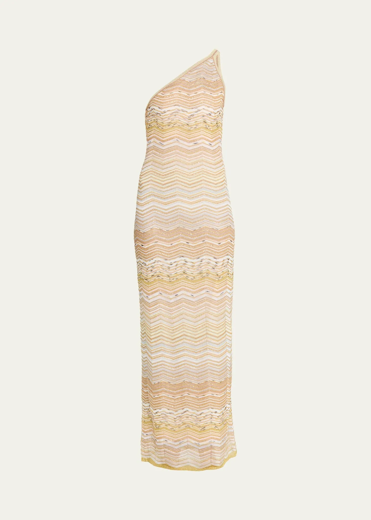MissoniMetallic Chevron One-Shoulder Maxi Dress