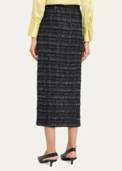 MissoniPaillette Wavy Check Tweed Midi Skirt