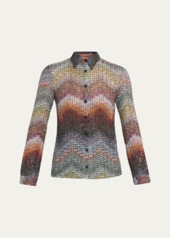 MissoniSequined Wefted Loom Knit Button-Down Shirt