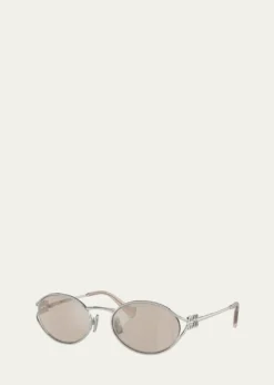Miu MiuLogo Metal Oval Sunglasses