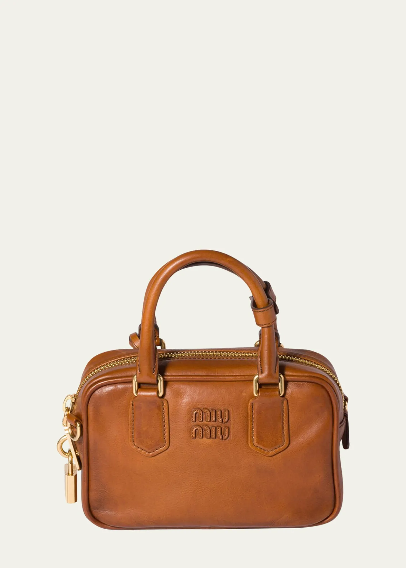 Miu MiuArcadie Aged Leather Top-Handle Bag