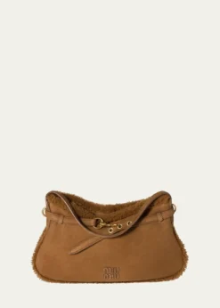 Miu MiuAventure Belted Shearling & Suede Shoulder Bag