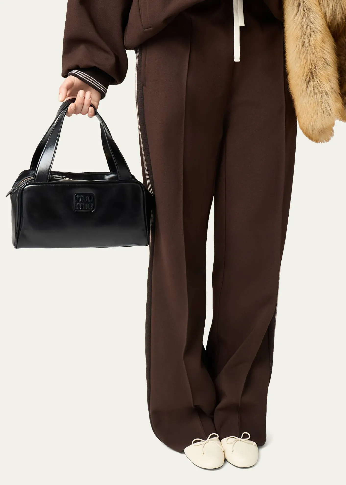 Miu MiuBauletto Glossy Leather Top-Handle Bag
