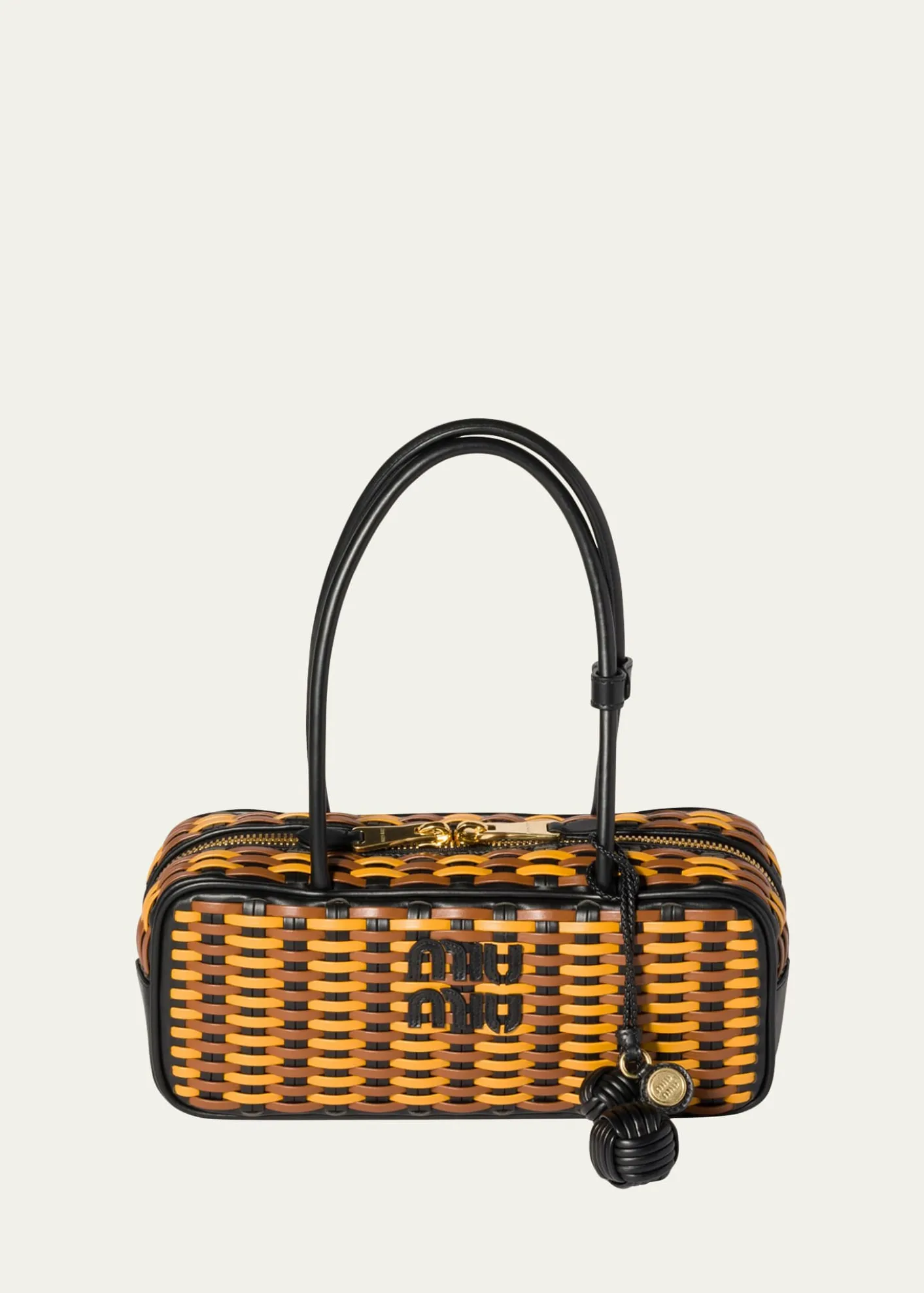 Miu MiuBeau Woven Leather Top-Handle Bag