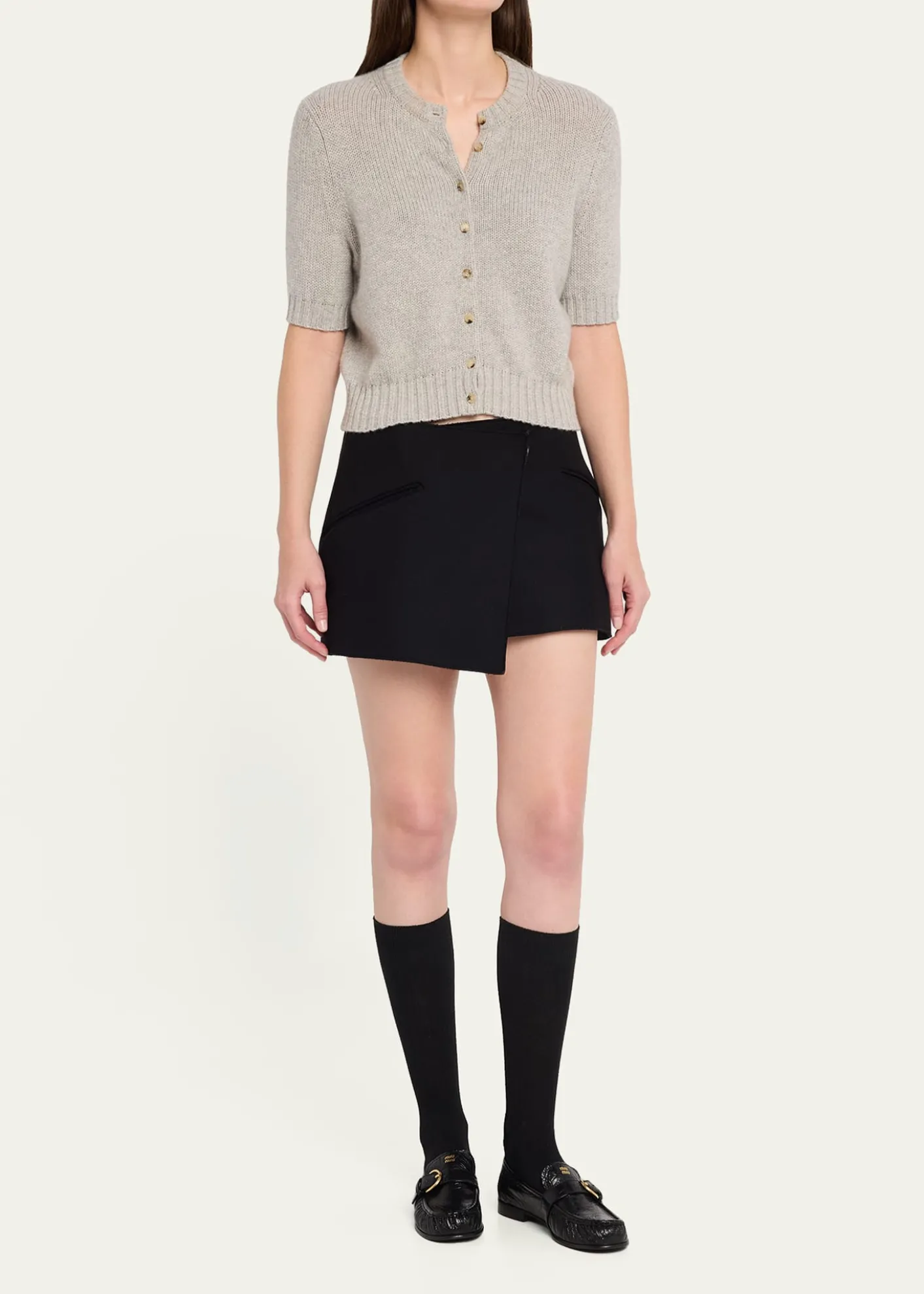 Miu MiuCrinkled Leather Buckled Moccasin Loafers