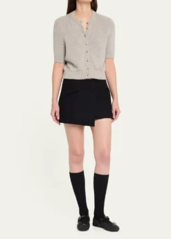 Miu MiuFlannel Leather-Strap Ballerina Flats