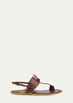 Miu MiuInfradito Knotted Leather Toe-Ring Sandals