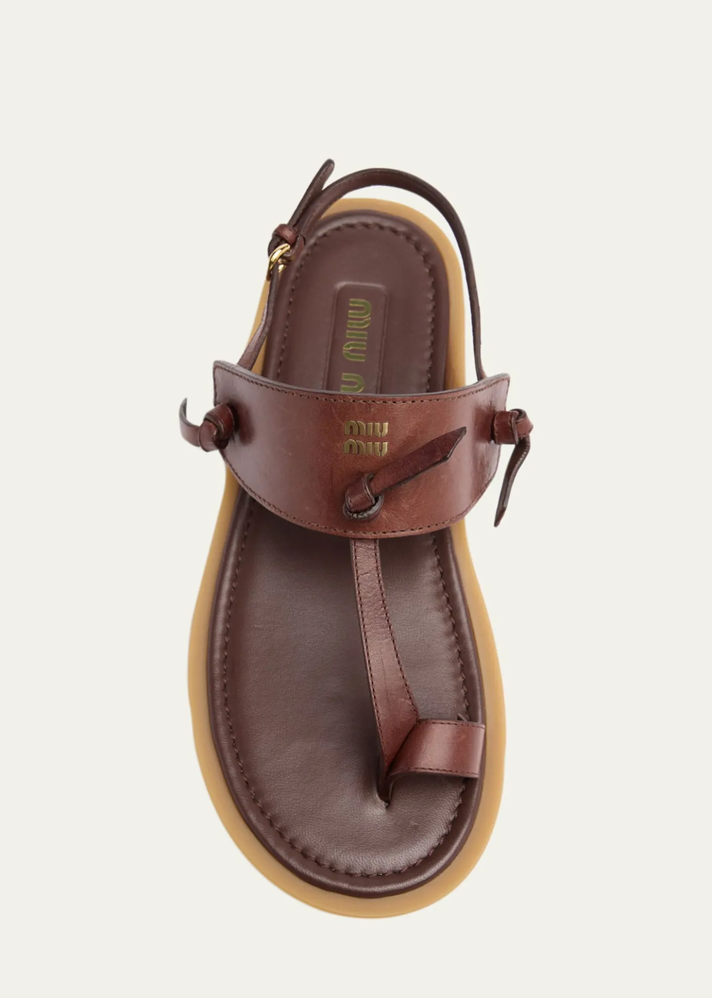 Miu MiuInfradito Knotted Leather Toe-Ring Sandals