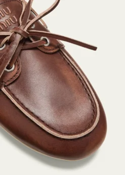 Miu MiuLeather Lace-Up Moccasins
