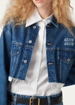 Miu MiuLogo Cropped Denim Jacket