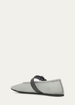 Miu MiuMesh Buckle Mary-Jane Ballerina Flats