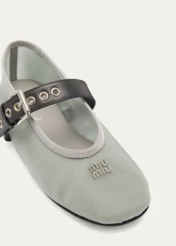 Miu MiuMesh Buckle Mary-Jane Ballerina Flats