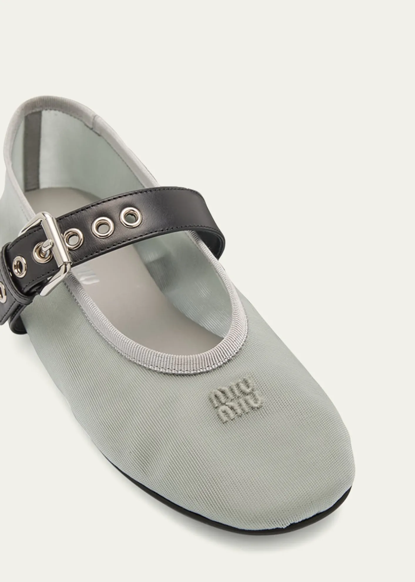 Miu MiuMesh Buckle Mary-Jane Ballerina Flats