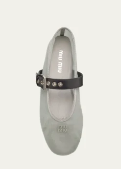 Miu MiuMesh Buckle Mary-Jane Ballerina Flats
