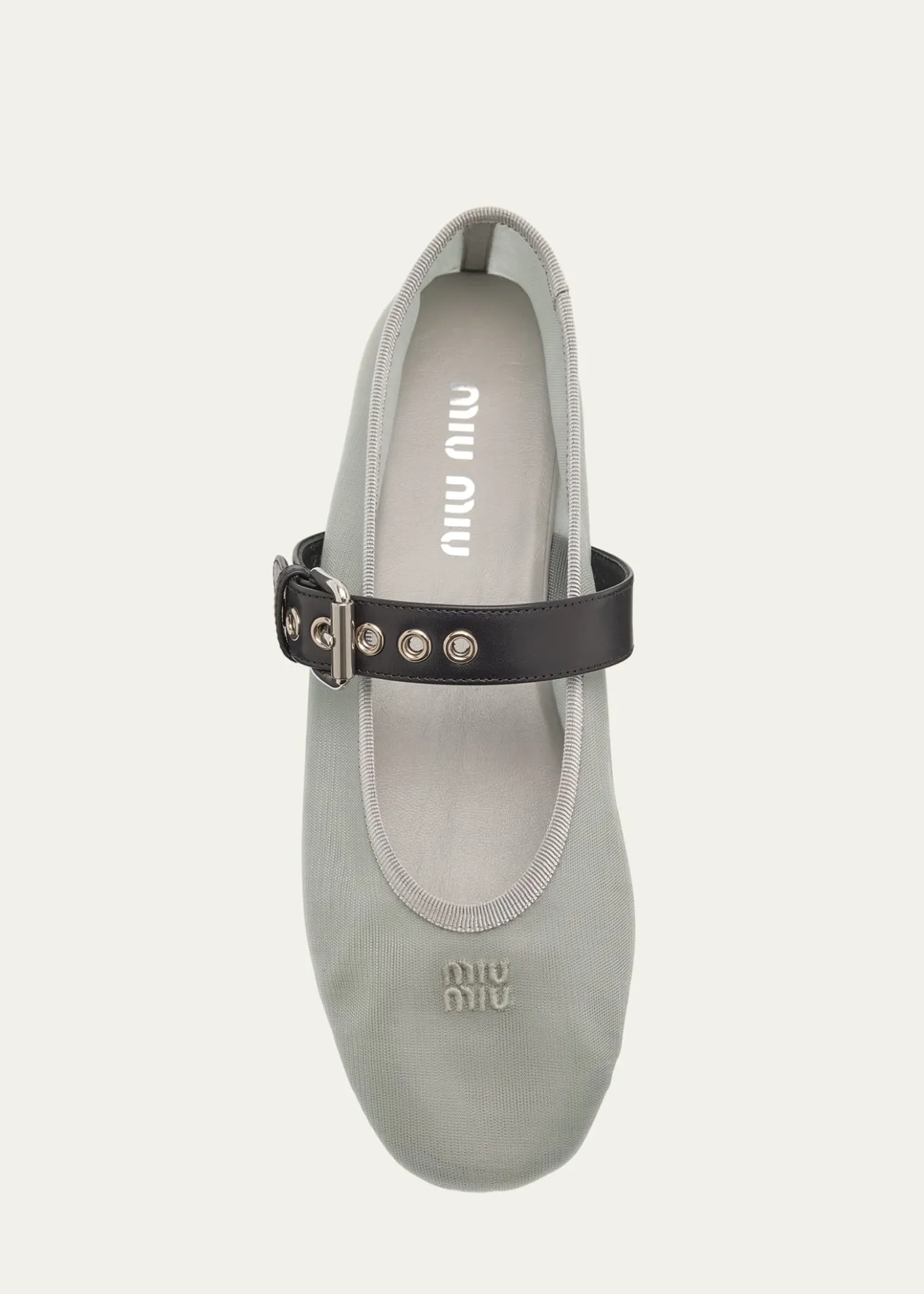 Miu MiuMesh Buckle Mary-Jane Ballerina Flats