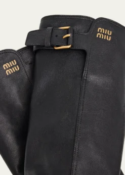 Miu Miu55mm Leather Knee-High Lug-Sole Boots