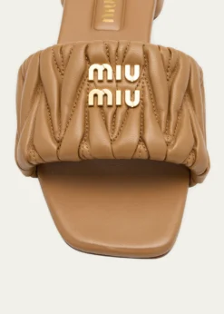 Miu MiuQuilted Leather Flat Slide Style
