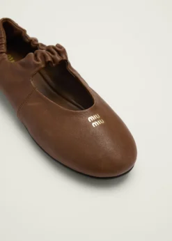 Miu MiuRuched Leather Ballerina Flats