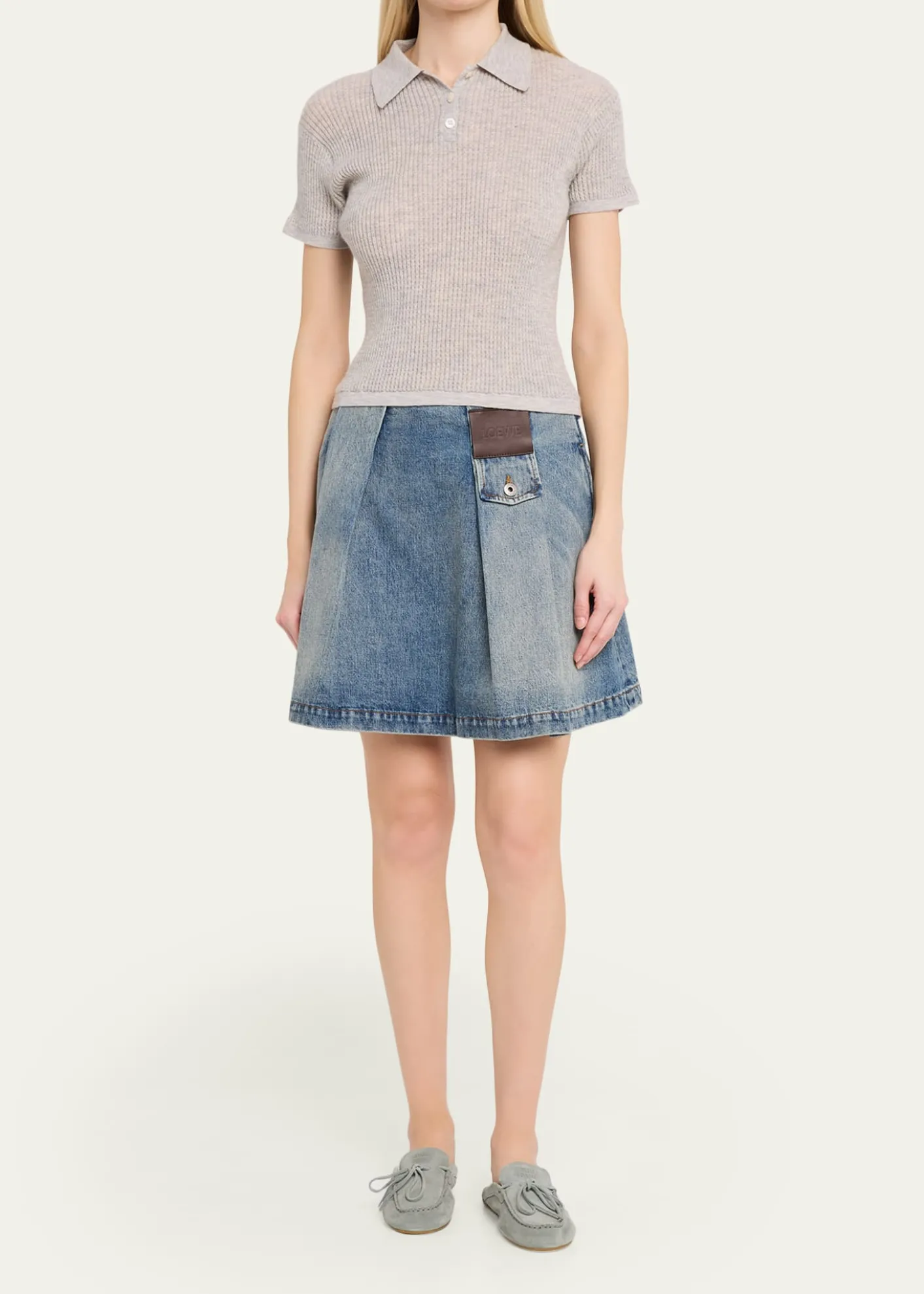 Miu MiuSabot Suede Moccasin Mules