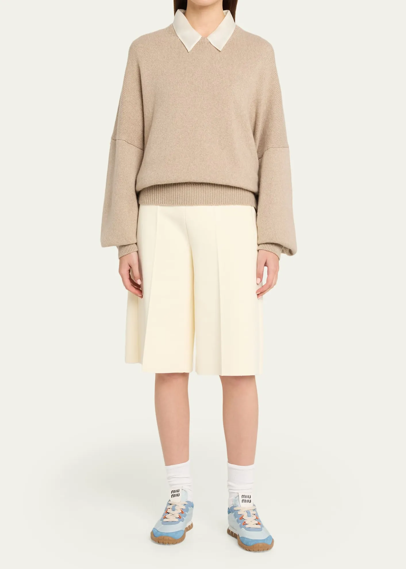 Miu MiuTechnical Fabric and Suede Low-Top Sneakers