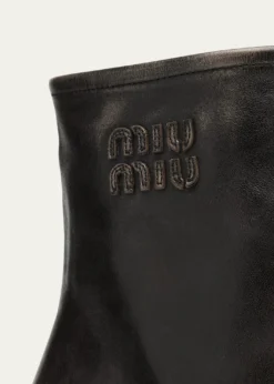 Miu MiuVintage Leather Block-Heel Booties