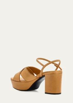 Miu MiuWaxed Leather Platform Sandals