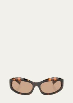 Miu Miu14ZSF Logo Oval Acetate Sunglasses