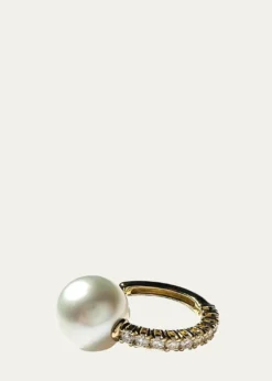 Mizuki18K Yellow Gold Cuff Earring with Akoya Pearl, Single