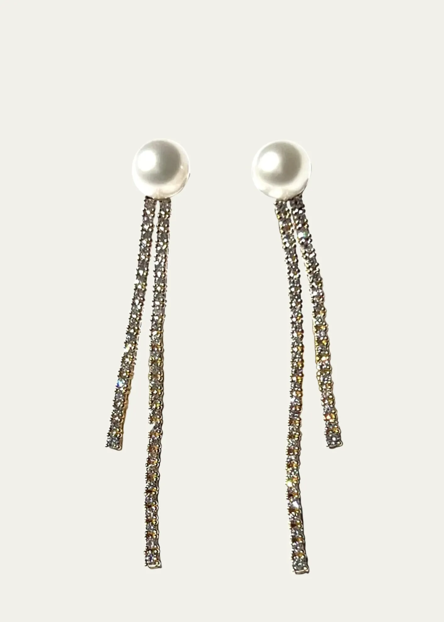 Mizuki18K Yellow Gold White Akoya Pearl and Diamond Drop Short Earrings
