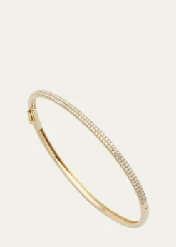 Mizuki2-Row Pave Diamond Hinged Bracelet in 14K Gold